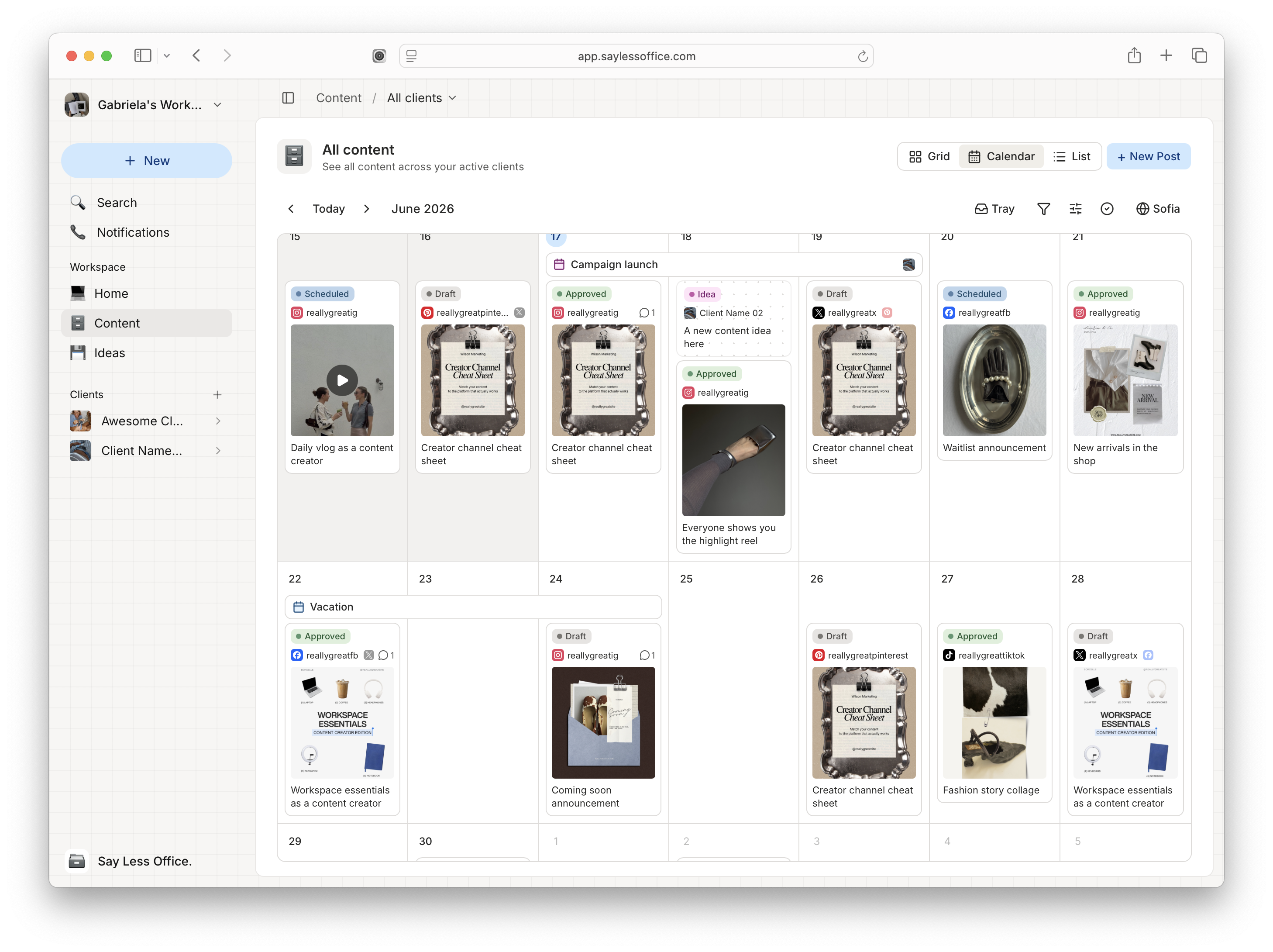Calendar view