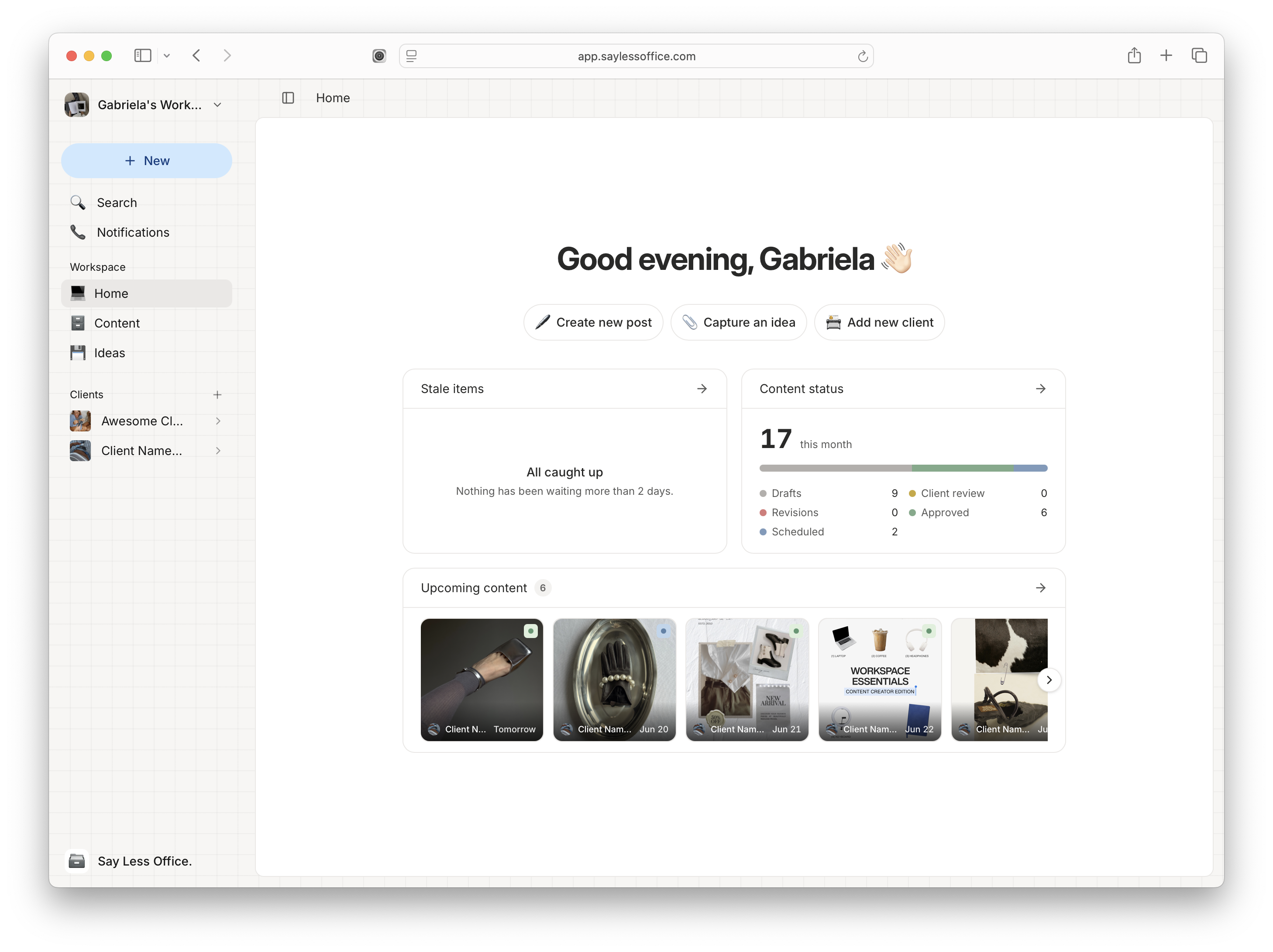 Dashboard view