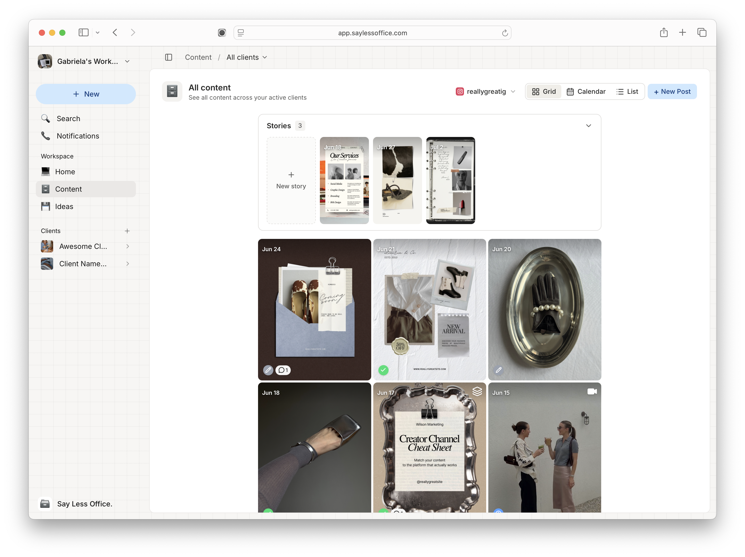 Grid view
